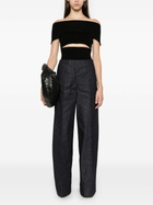 Peter Do Blue Pintucked Wide-Leg Jeans