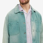 Auralee Men's Duck Canvas Work Jacket in Faded Green