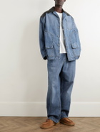 Bottega Veneta - Intrecciato Leather-Panelled Denim Jacket - Blue