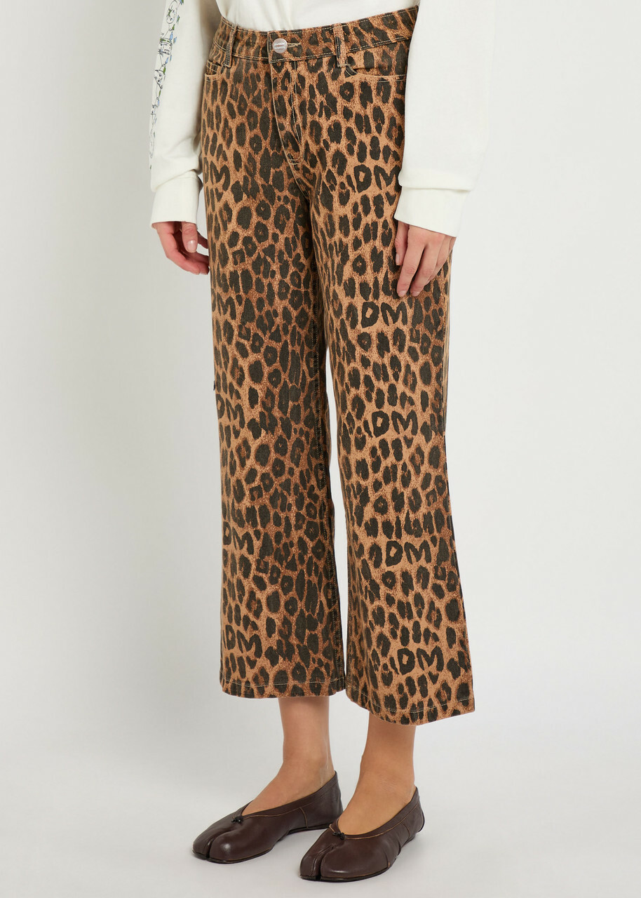 Damson Madder Kenny Leopard-print Bootcut Cropped Jeans