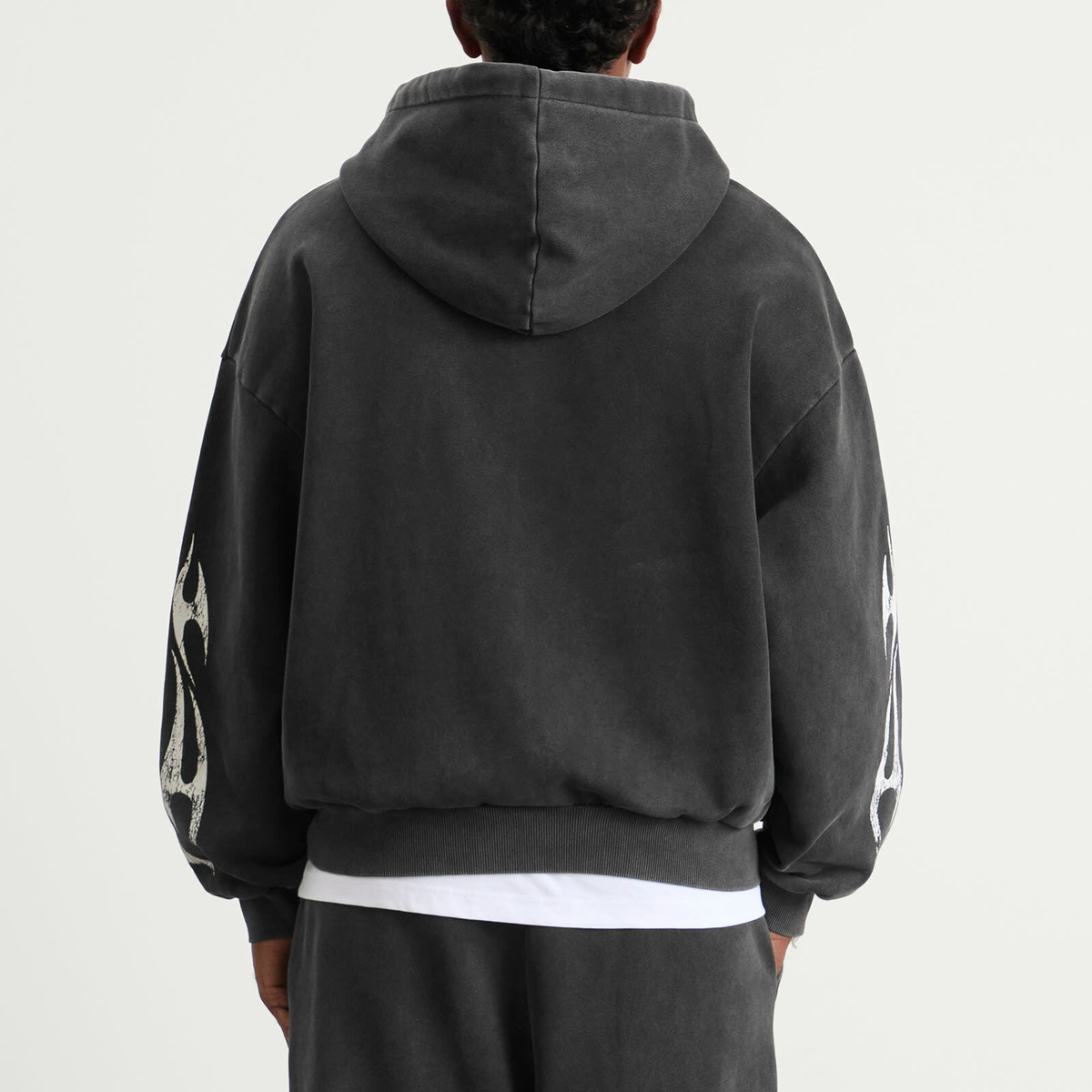 God Made Men's GM Logo Zip Hoodie in Washed Grey