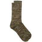 Anonymous Ism 5 Colour Mix Crew Sock in Olive