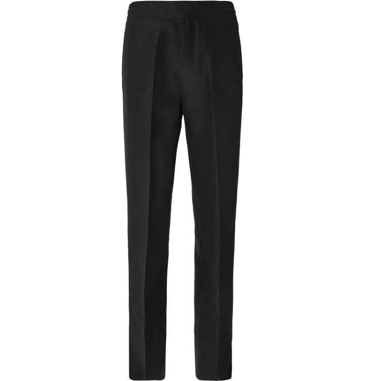 Photo: Dunhill - Black Wide-Leg Split-Hem Silk and Virgin Wool-Blend Trousers - Black