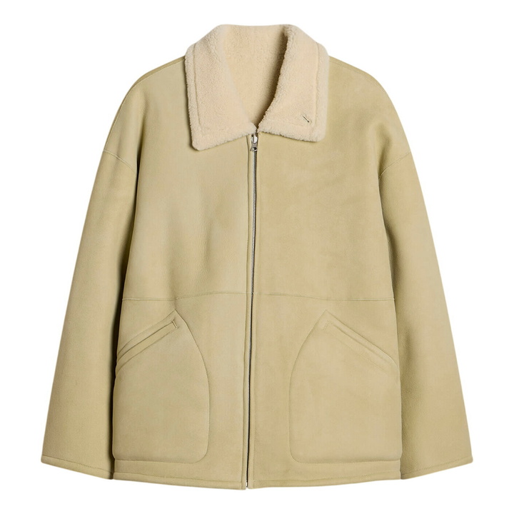 Photo: Auralee Men's Shearling Zip Blouson in Ivory Lime