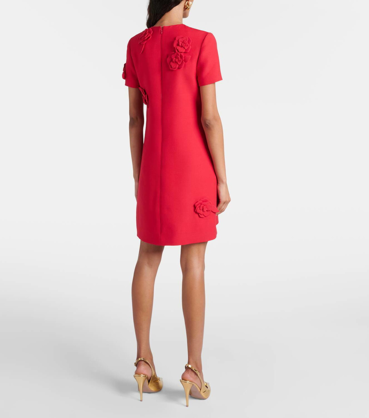 Valentino★素敵!Cream with Floral Applique Mini Dress Valentino Crêpe Couture floral-appliqué minidress Valentino