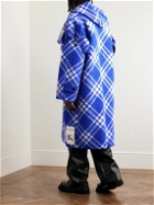 Burberry - Checked Wool Hooded Coat - Blue