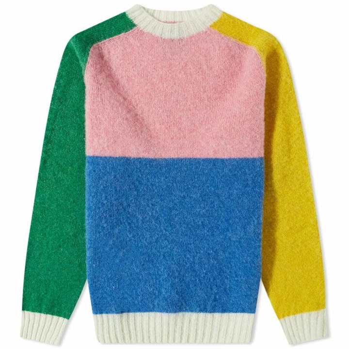 Photo: Howlin by Morrison Men's Howlin' Firecracker Colour Block Crew Knit in Pinkypie