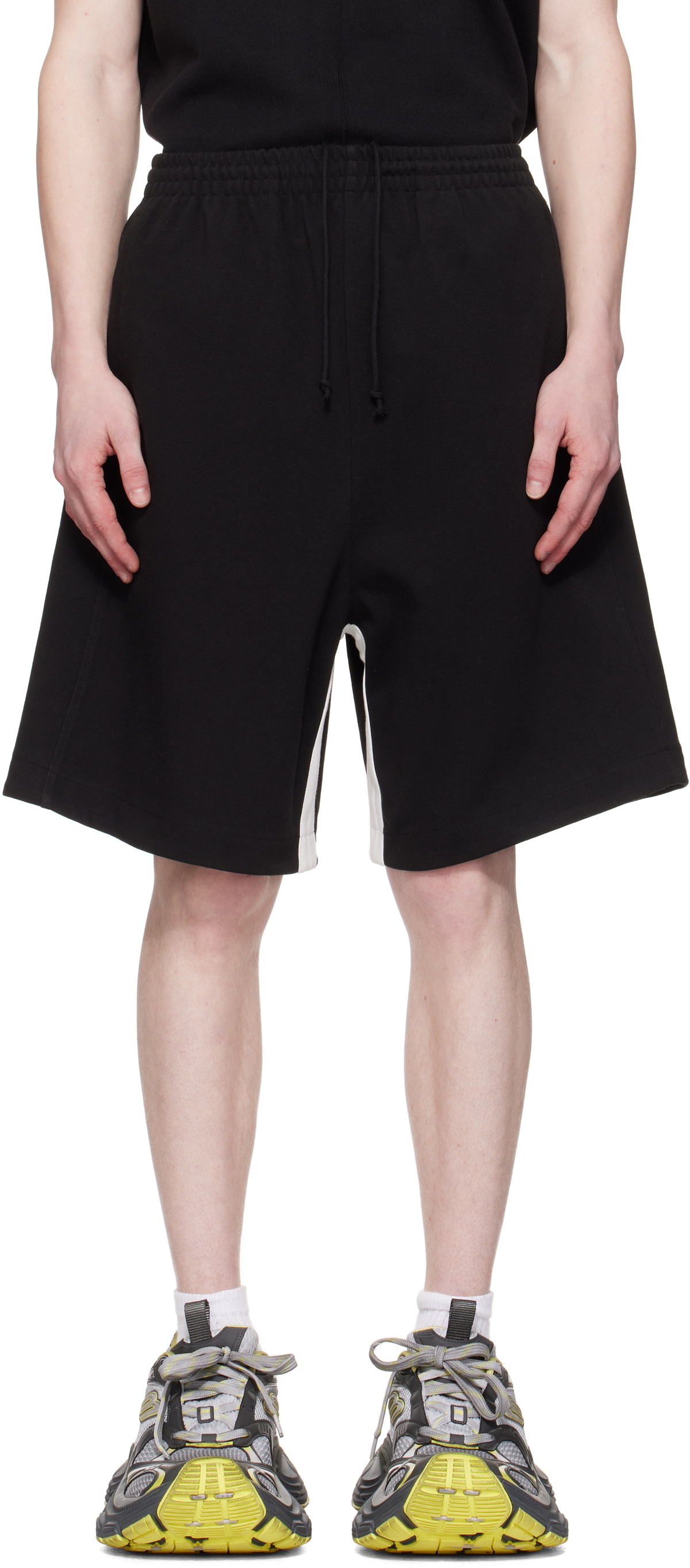 We11done Black Contrast Track Shorts