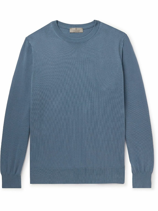 Photo: Canali - Slim-Fit Cotton Sweater - Blue