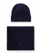 Polo Ralph Lauren - Logo-Embroidered Ribbed Wool Scarf and Beanie Set