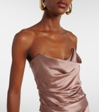 The Sei Ruched strapless silk satin corset dress