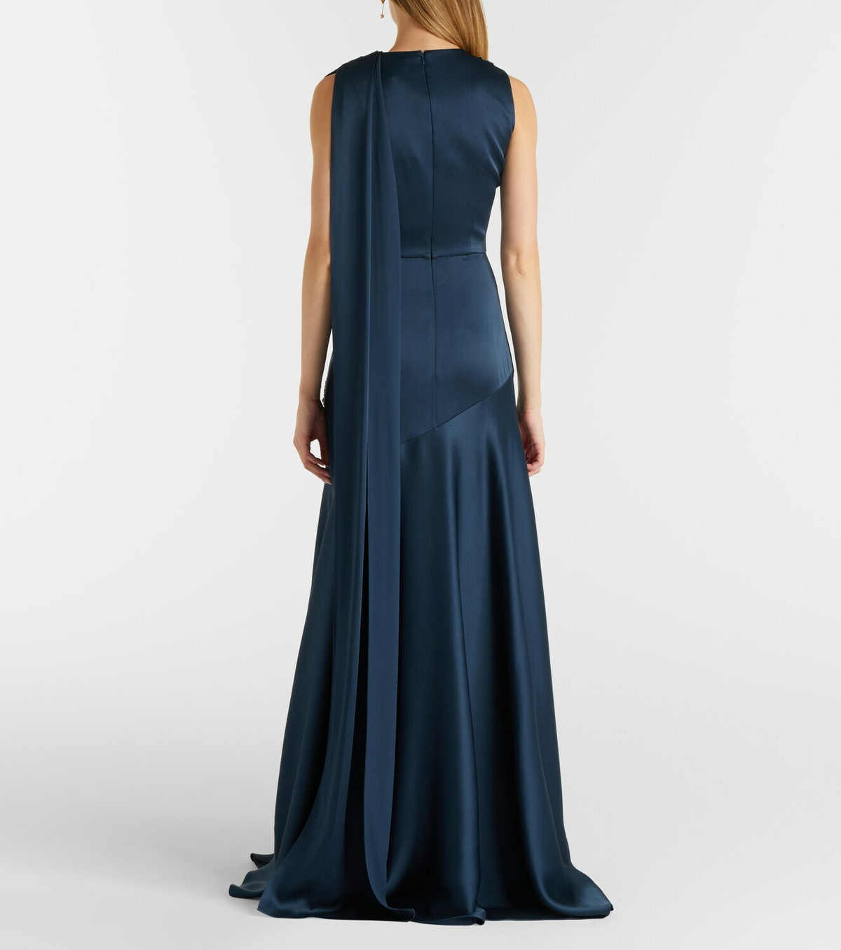 Erdem Embellished scarf-detail satin cady gown