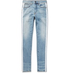 AMIRI - Stack Track Skinny-Fit Striped Distressed Stretch-Denim Jeans - Men - Mid denim