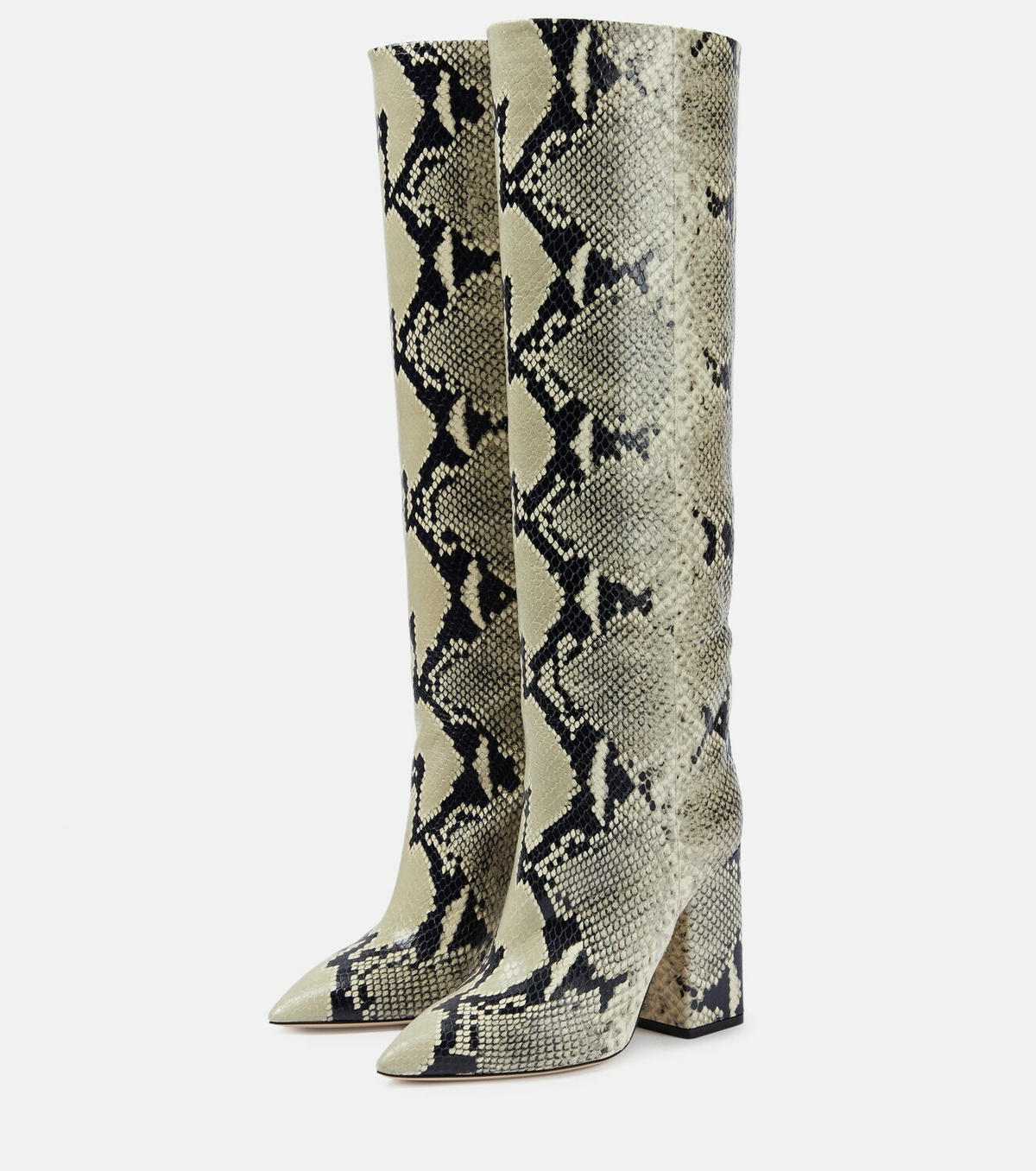 Paris Texas Anja snake-print leather knee-high boots