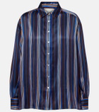 Asceno Maya striped silk charmeuse pajama shirt