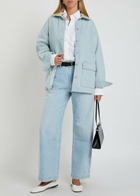 Agolde X Maria Mcmanus Leather-trim Denim Jacket Light Blue