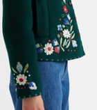 Rixo Jude embroidered floral wool-blend jacket