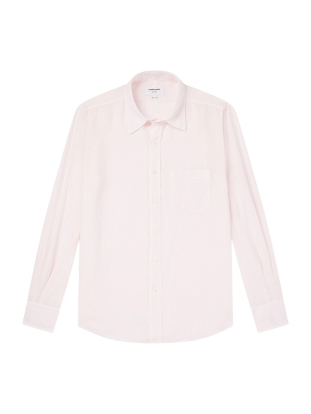 Photo: Thom Browne - Button-Down Collar Garment-Dyed Linen Shirt - Pink