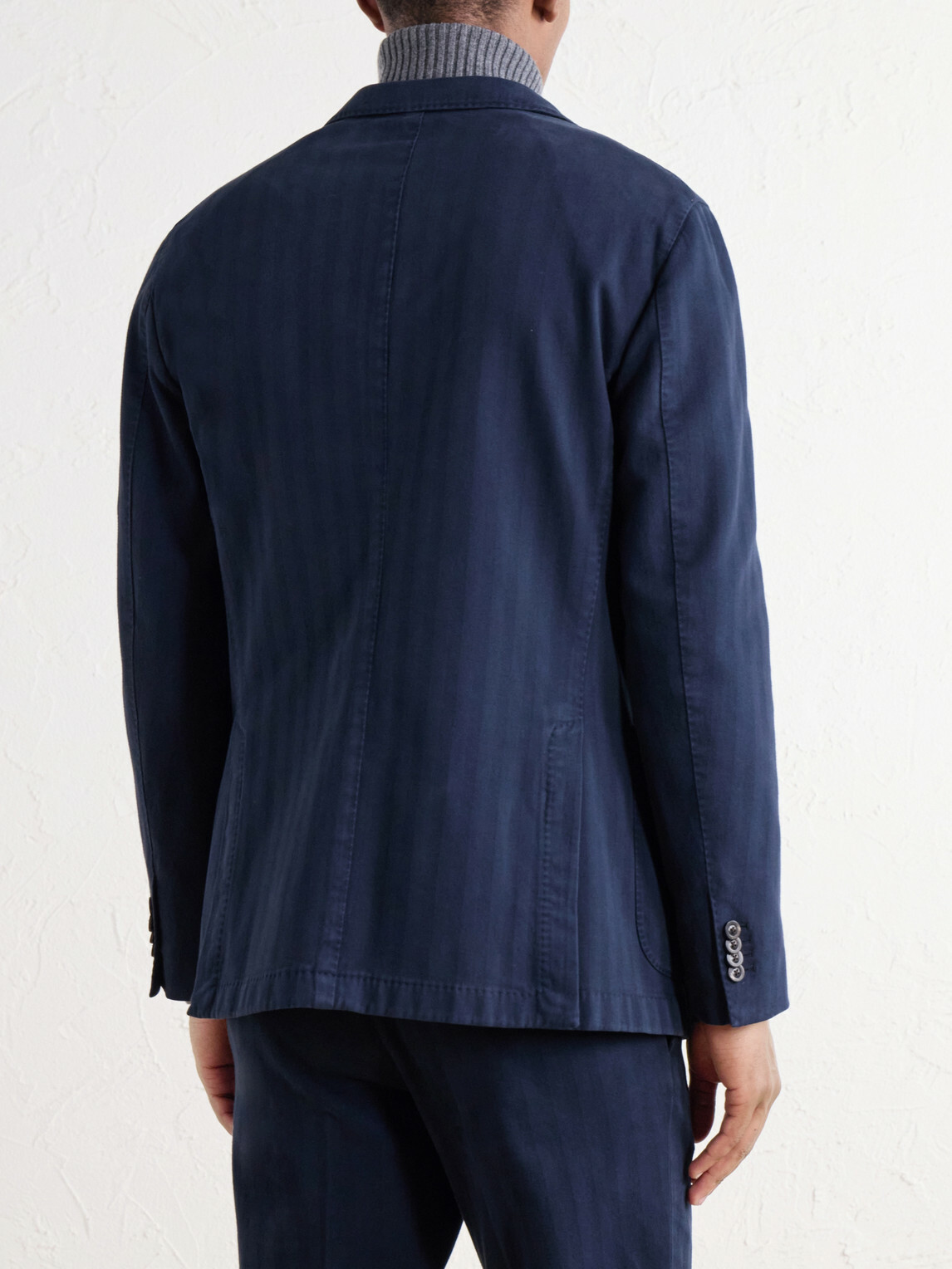 Boglioli - Herringbone Cotton and Cashmere-Blend Twill Suit Jacket - Blue