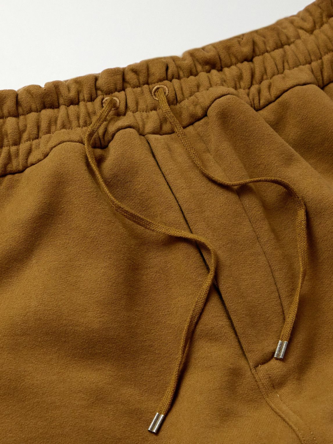 SAINT LAURENT - Tapered Logo-Embroidered Cotton-Jersey Sweatpants - Brown