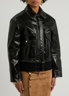 Rabanne Leather Bomber Jacket Black