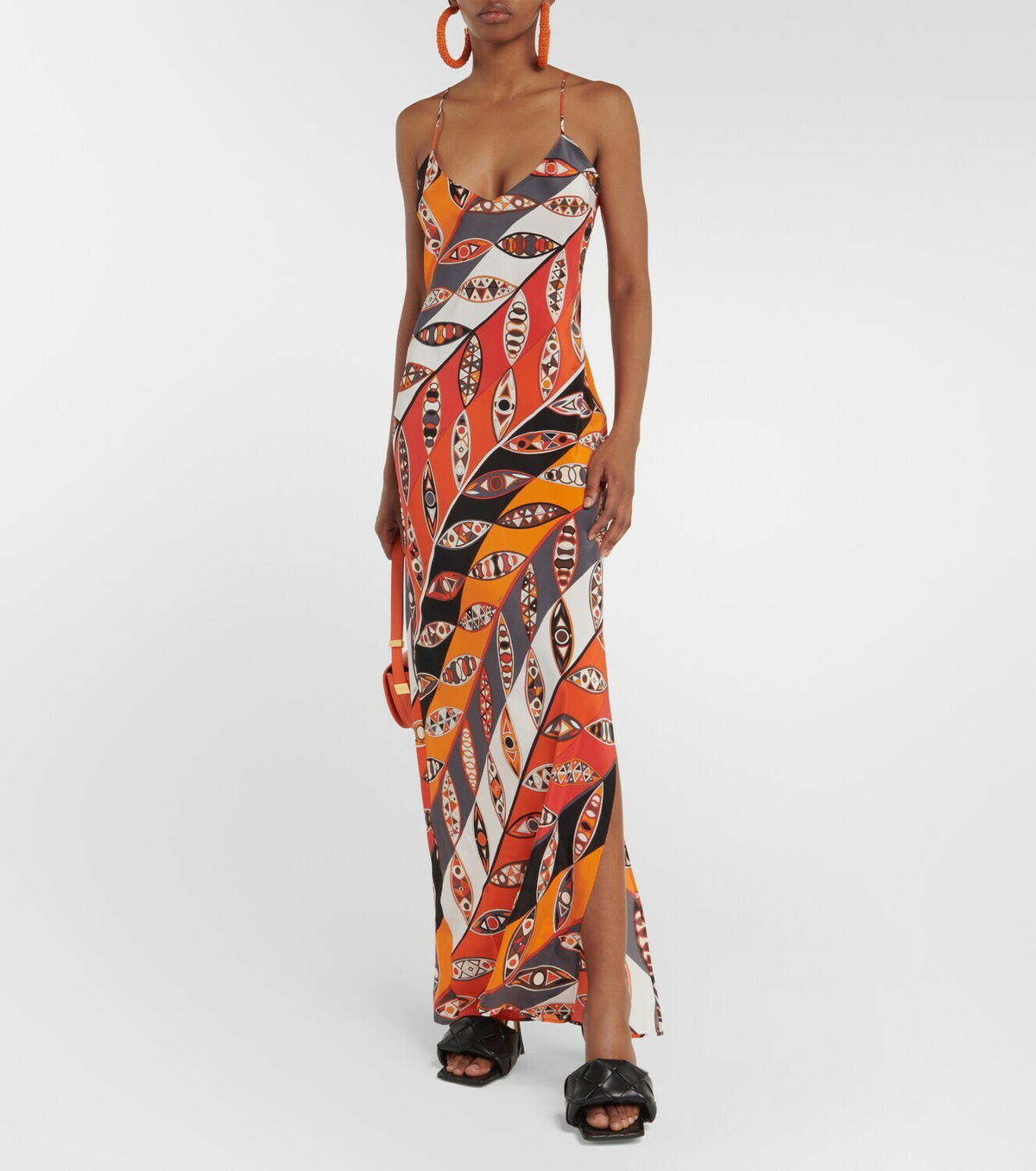 chinese dress ladies Pucci - Iride Print Long Crpe de Chine Dress - Size: 44 - Pink & Black