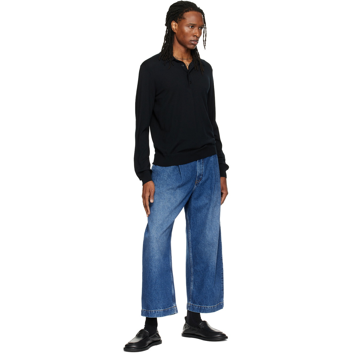 Studio Nicholson Blue Puch Wide Leg Jeans