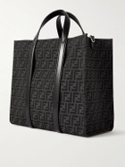 Fendi - Leather-Trimmed Logo-Jacquard Canvas Tote Bag