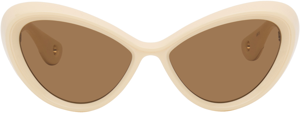 Jean Paul Gaultier SSENSE Exclusive Beige 'The Parisian Cat' Sunglasses