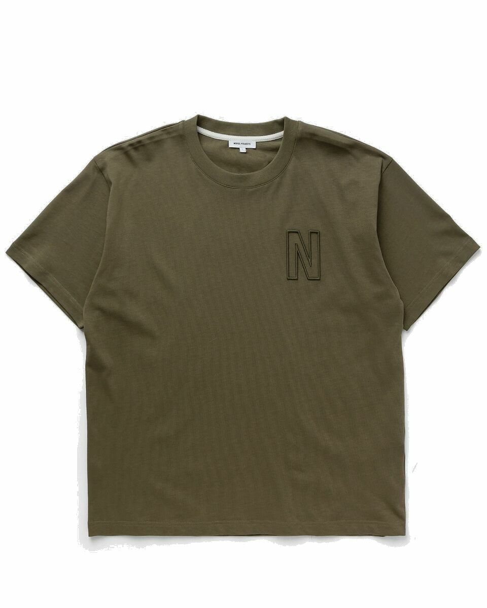 Photo: Norse Projects Simon Loose Organic Heavy Jersey N Logo Tee Green - Mens - Shortsleeves