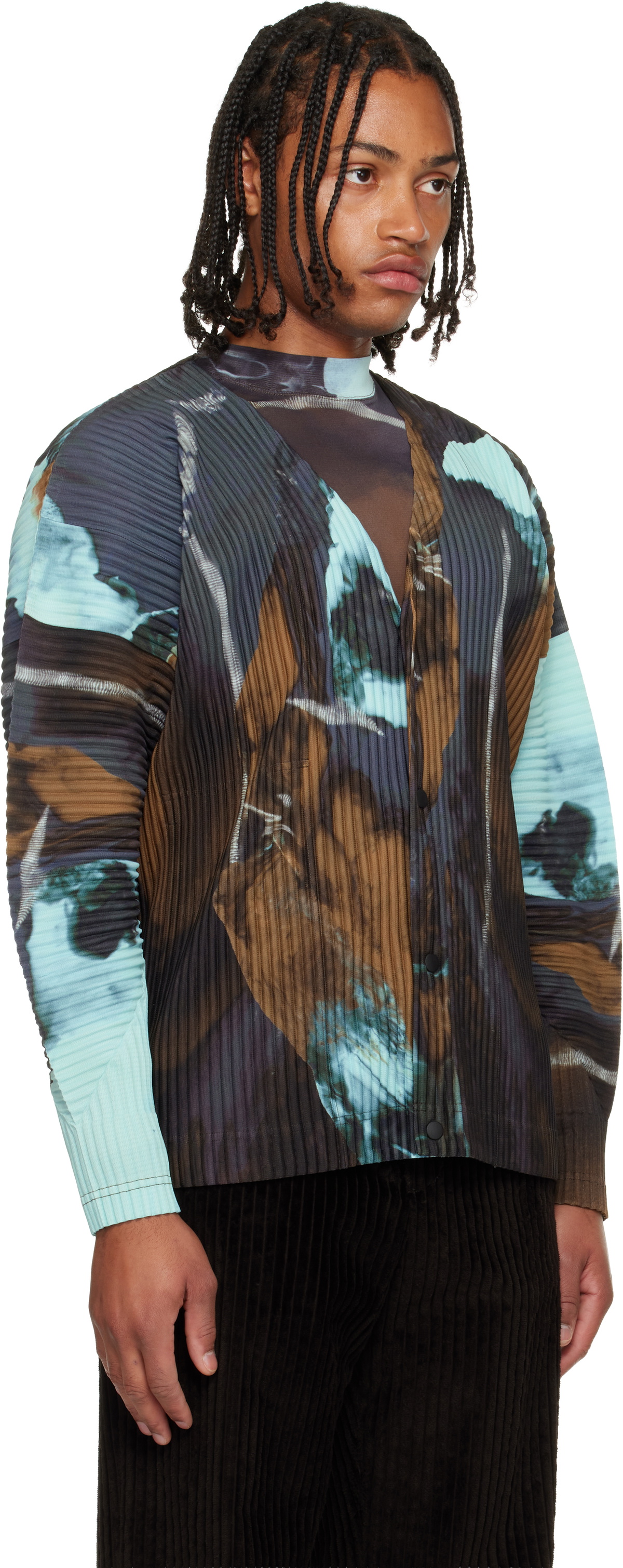 HOMME PLISSÉ ISSEY MIYAKE Blue & Brown Agate Sheer T-shirt Homme