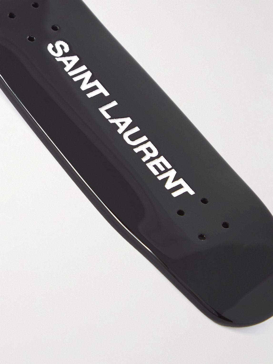 Saint Laurent Logo Skateboard Key Ring In Black,white