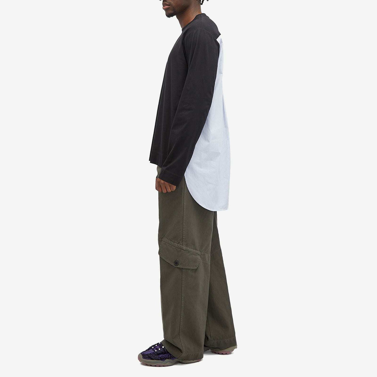 Dries Van Noten Men's Hemron Poplin Back Long Sleeve T-Shirt in