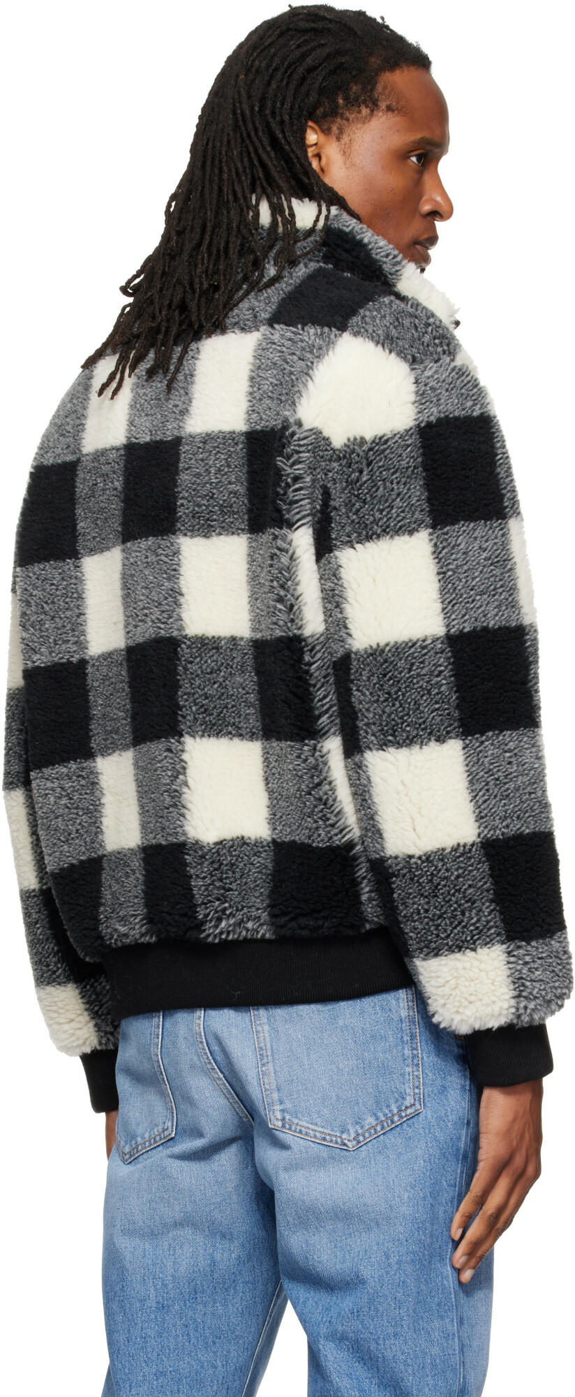 Givenchy Black & Off-White Checked Fleece Jacket