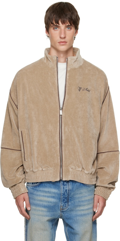 Photo: Off-White Beige Script Logo Lounge Relax Track Jacket