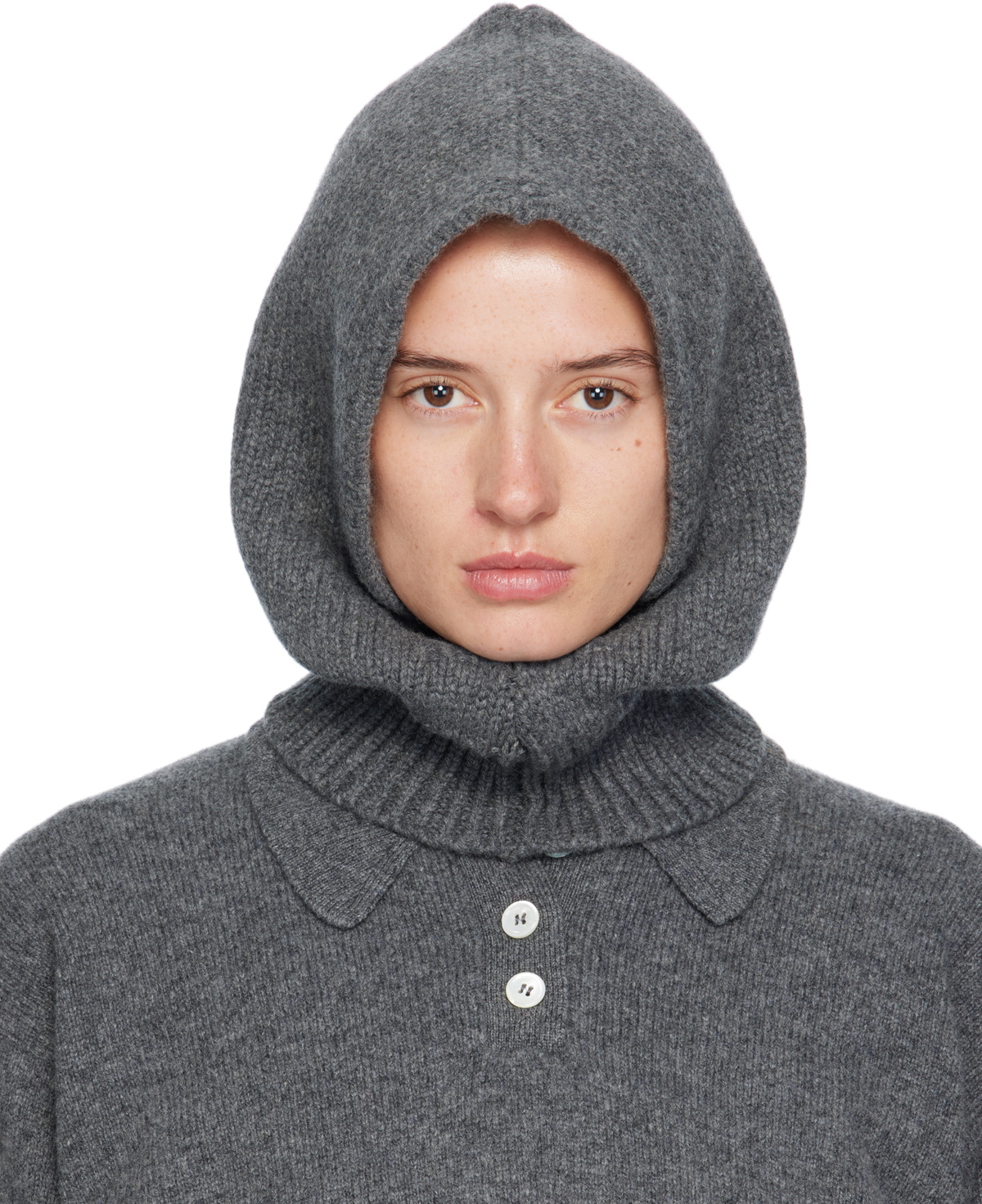 &Daughter Gray Hand-Knit Hood