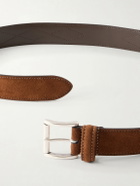 Anderson's - 3cm Quilted Suede Leather Belt - Brown