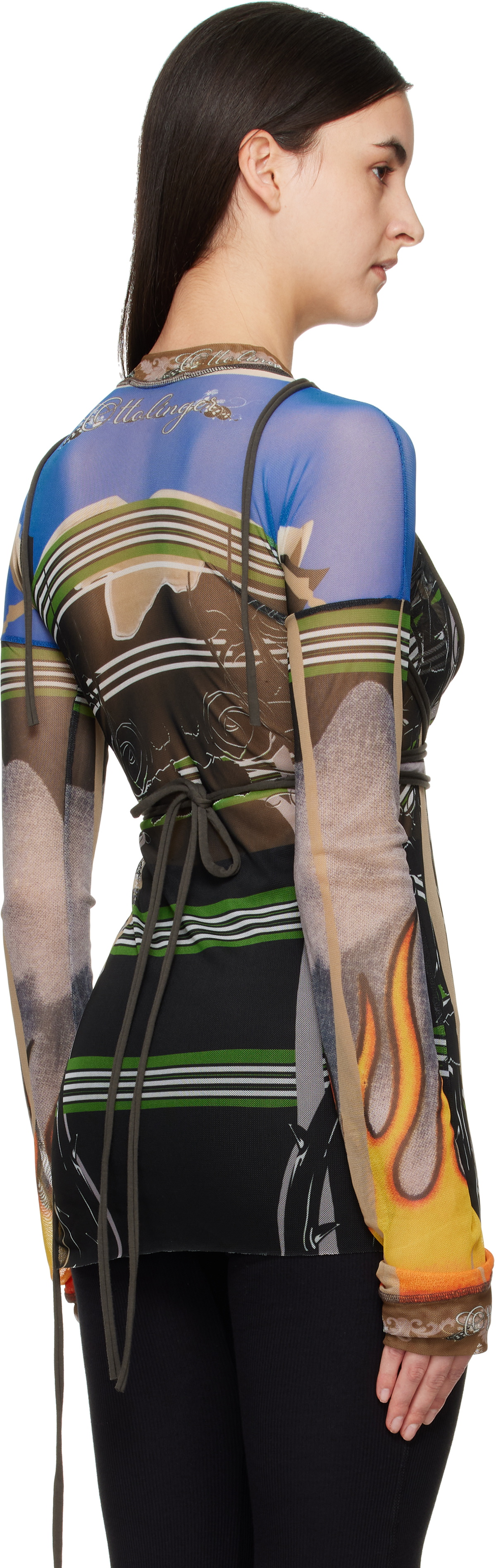 Ottolinger Multicolor Mesh Deconstructed Longsleeve T-shirt Ottolinger