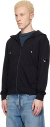 C.P. Company Black Light Fleece Zip Lens Hoodie