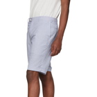 Brioni White and Blue Striped Seersucker Shorts