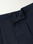 Oliver Spencer - Oxford Straight-Leg Striped Linen Drawstring Trousers - Blue
