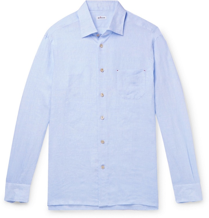 Photo: Kiton - Slim-Fit Linen Shirt - Blue