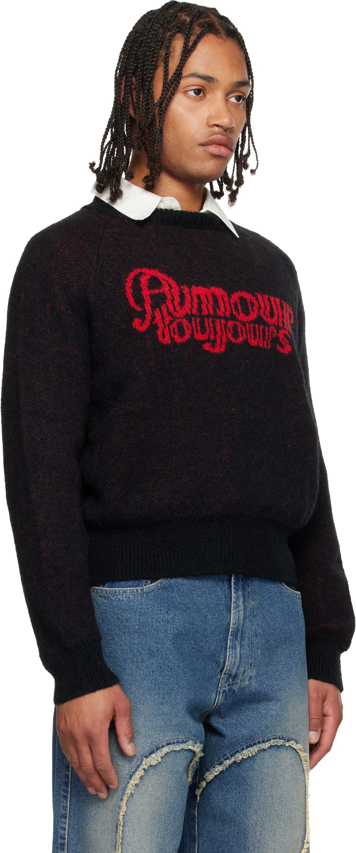 Carne Bollente Black & Red Fuzzy Love Sweater