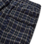 Rhude - Checked Brushed Cotton-Flannel Drawstring Cargo Shorts - Blue