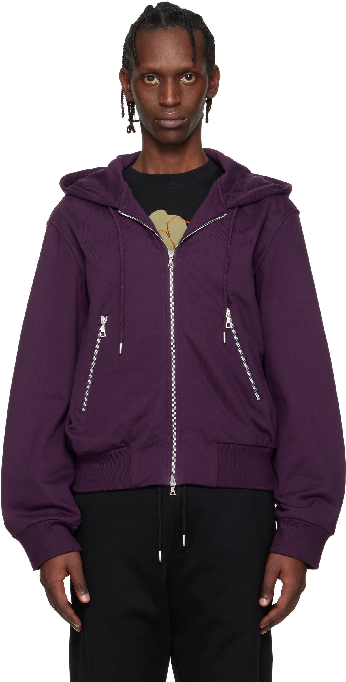 Dries Van Noten Purple Loose Zipped Hoodie