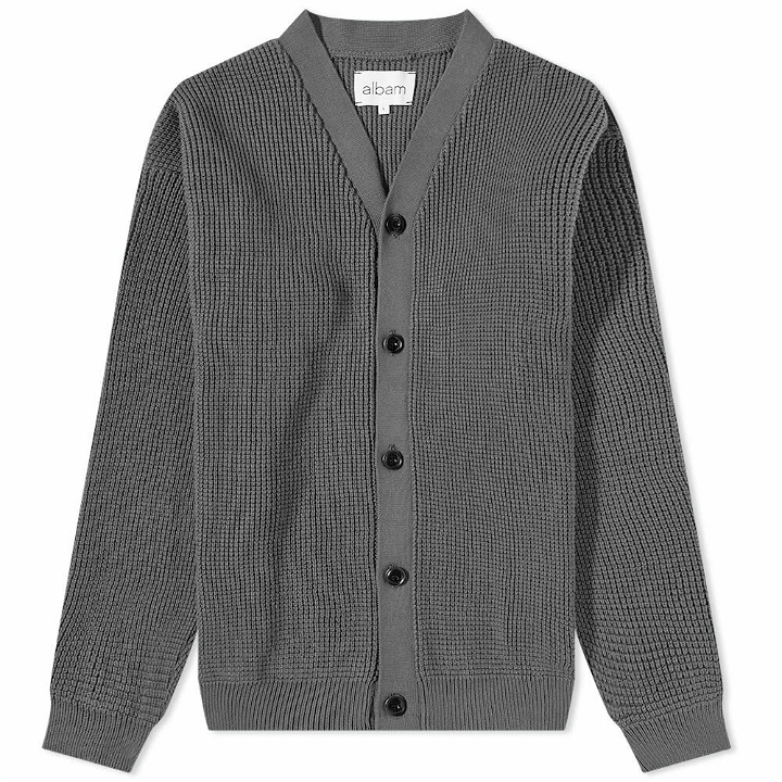 Photo: Albam Men's Waffle Stitch Cardigan in Charcoal