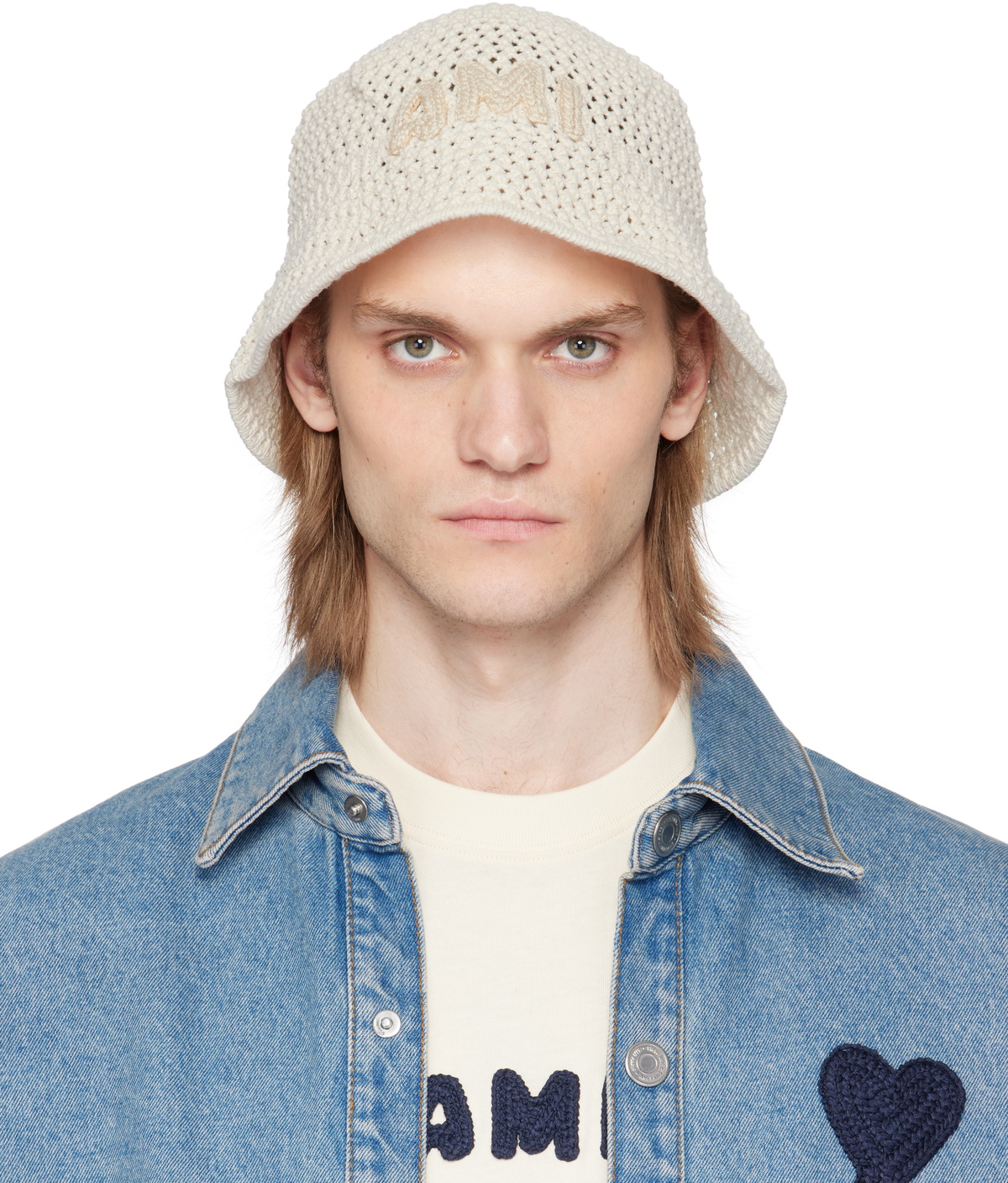 AMI Paris Blue Ami de Coeur Embroidery Bucket Hat AMI