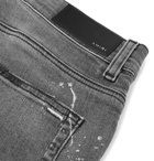 AMIRI - Thrasher Minus Skinny-Fit Distressed Bleach-Splattered Stretch-Denim Jeans - Gray
