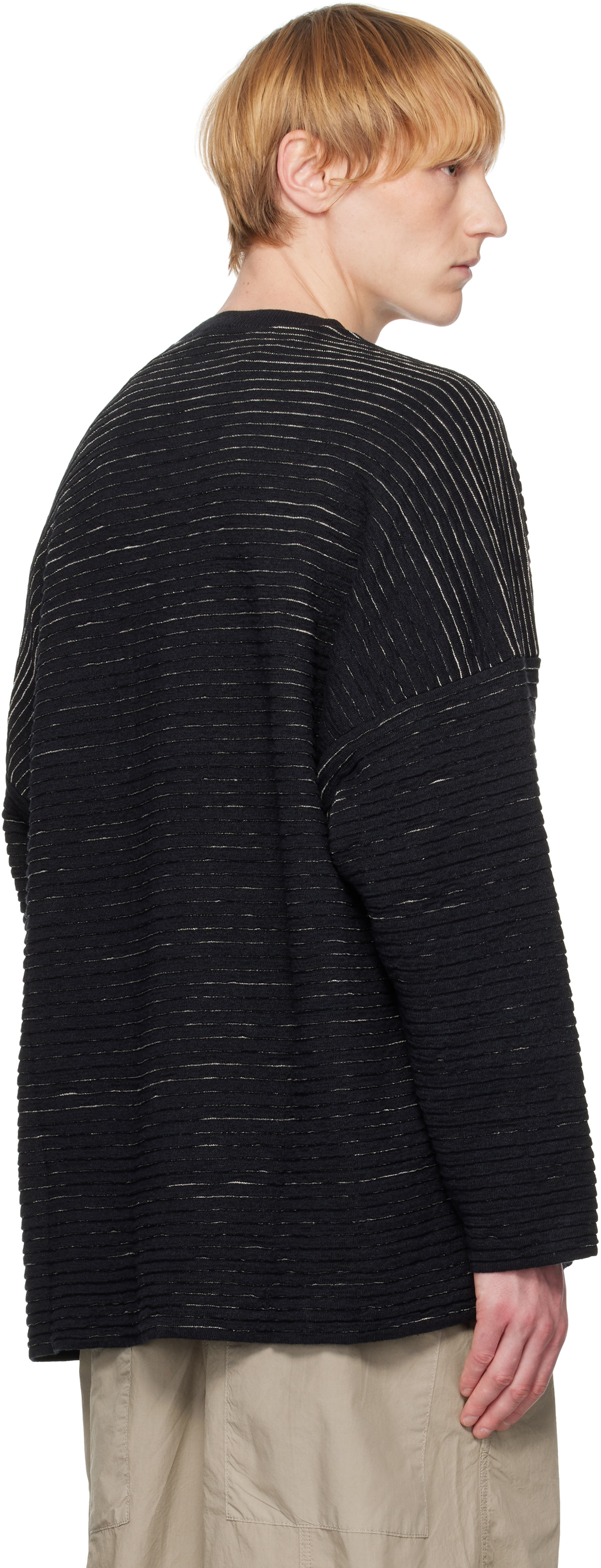 Jan-Jan Van Essche Black O-Project Linen Cotton Yarn Knit#70 Sweater