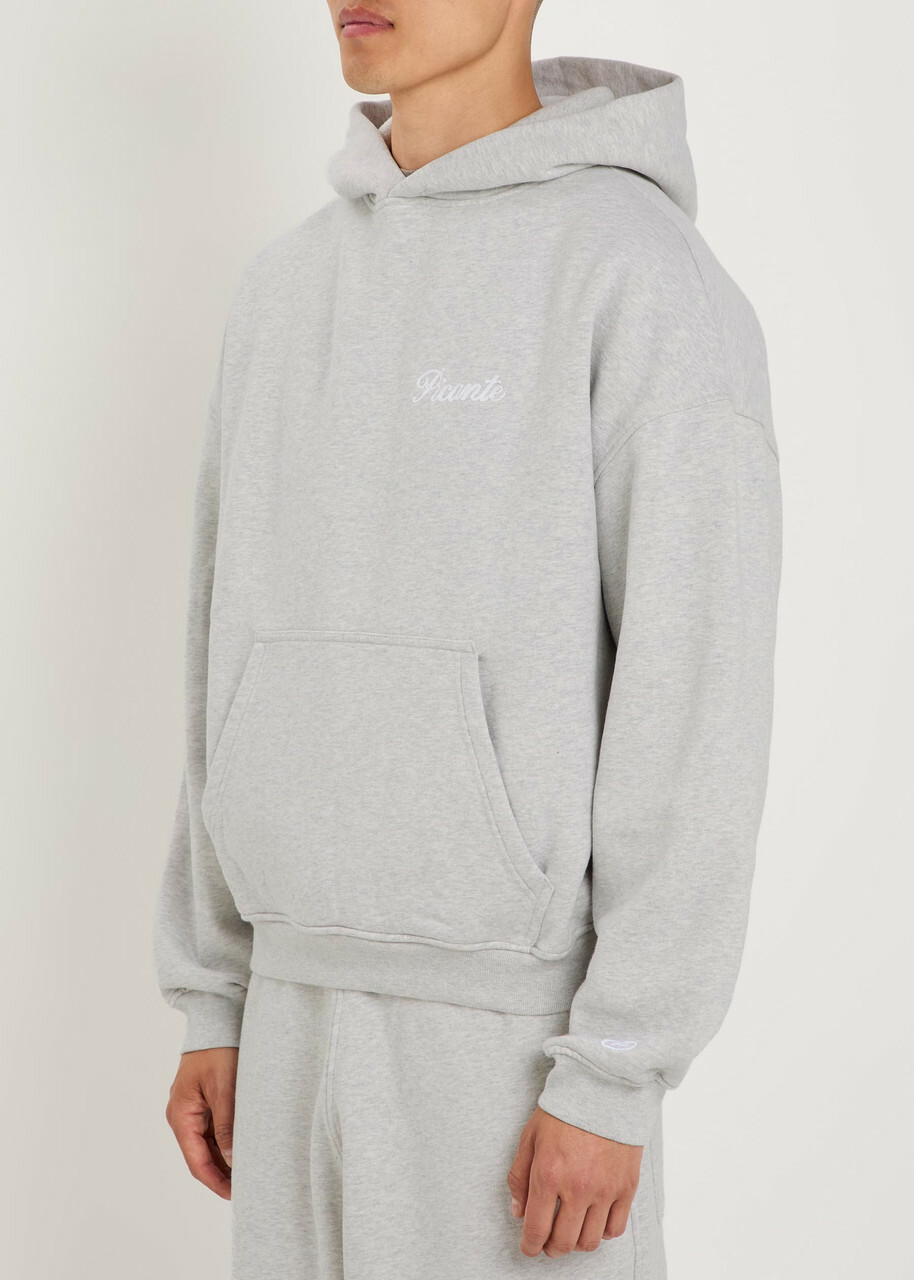 Picante Tailor Embroidered Hooded Cotton Sweatshirt Grey